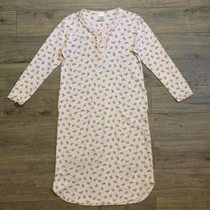 Pink Rose Ribbed Nightgown By Secret Treasures Small With Lace And Ruffle